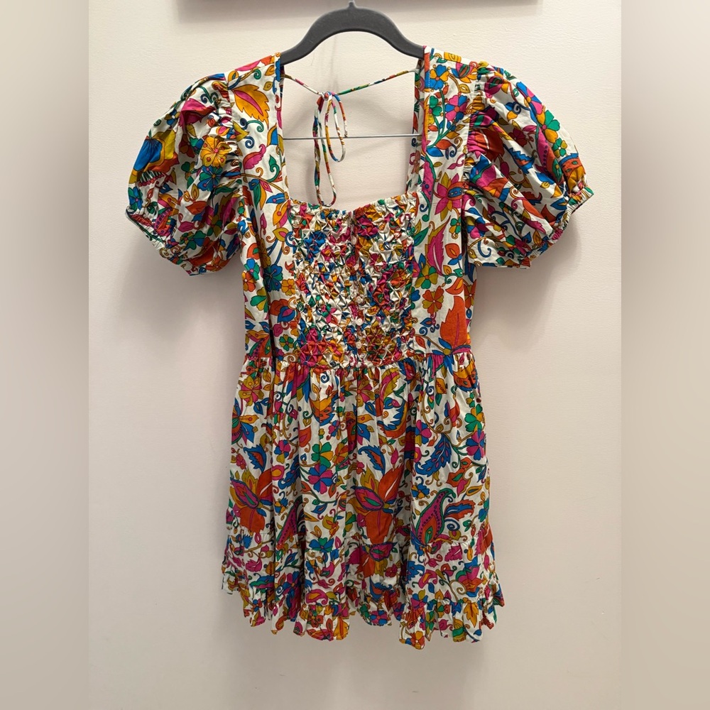 House of Harlow 1960 Colorful Floral Puff Sleeve Dress - Medium